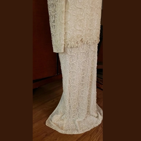 SOLD!Vintage Laurence Kazar Beaded Wedding Dress.L - Picture 5 of 8